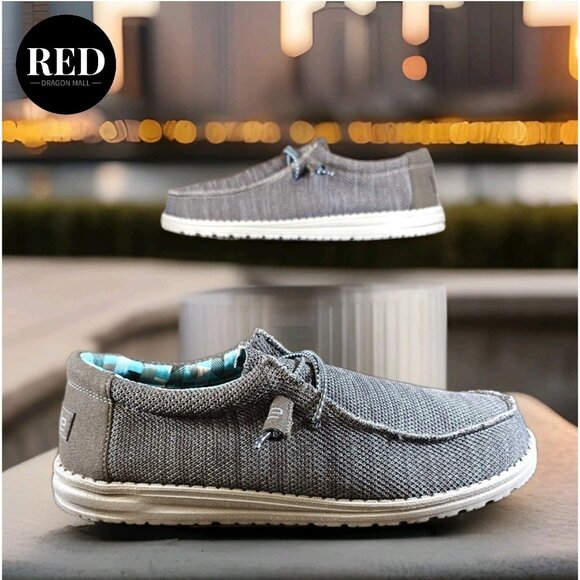 Hey Dude Wally Sox Charcoal Grey Canvas Shoes - Men's Size 12 - Picture 1 of 15